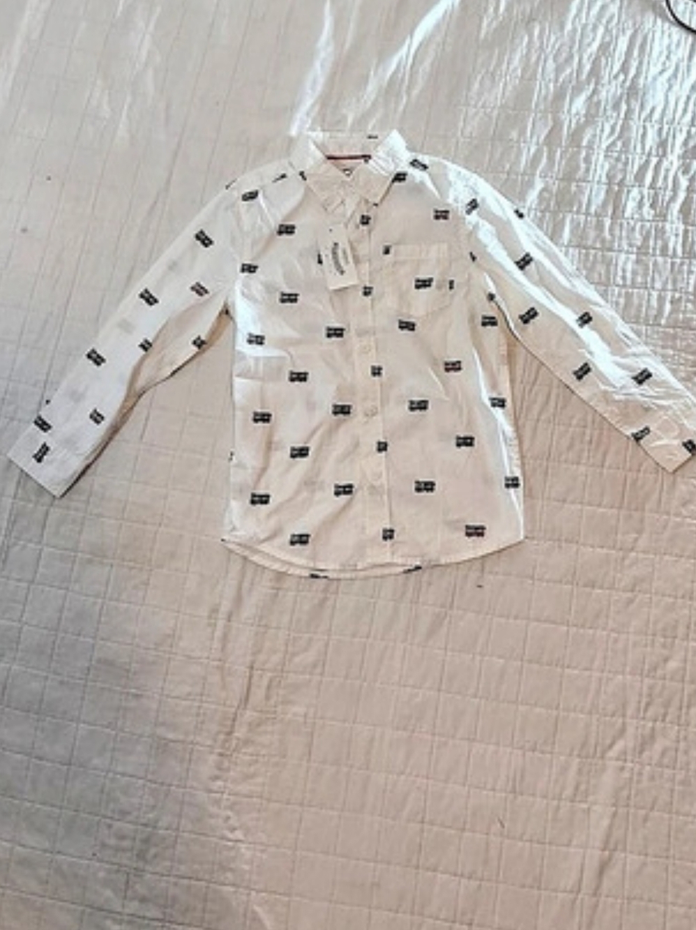 Gymboree Boys Short Sleeve Truck Print Button-Up Shirt Boys 4T White